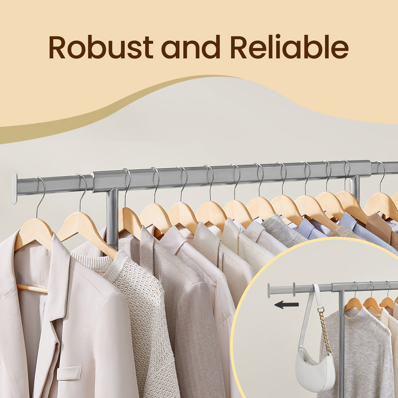 Heavy Duty Clothes Rail with Wheels Adjustable Steel Garment Rack 92 to 132 cm by Songmics