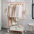Pink Heavy Duty Clothes Rack on Wheels Adjustable Garment Rail with Strong Steel Frame by Songmics