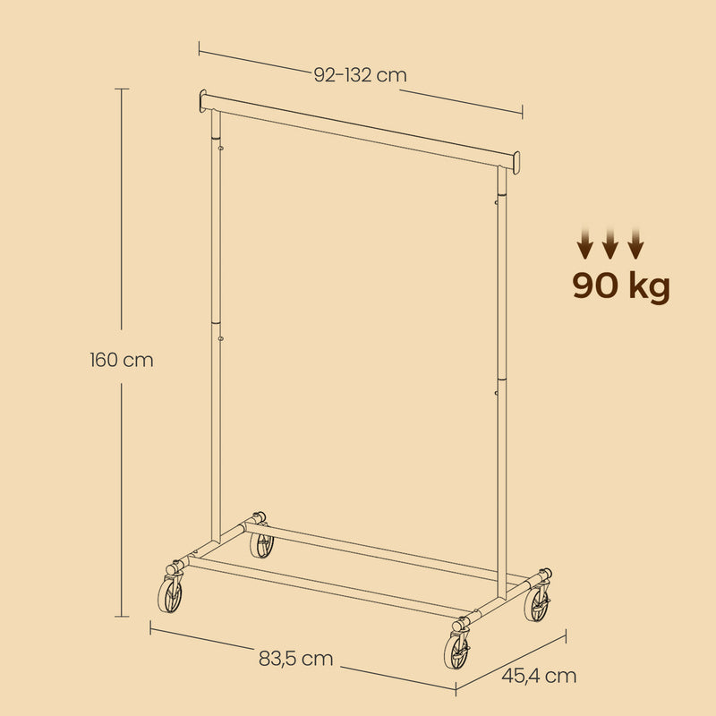 Pink Heavy Duty Clothes Rack on Wheels Adjustable Garment Rail with Strong Steel Frame by Songmics