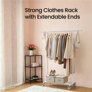 Adjustable Heavy Duty Clothes Rack with Wheels for Hanging Garments 92â€“132 cm Wide by Songmics