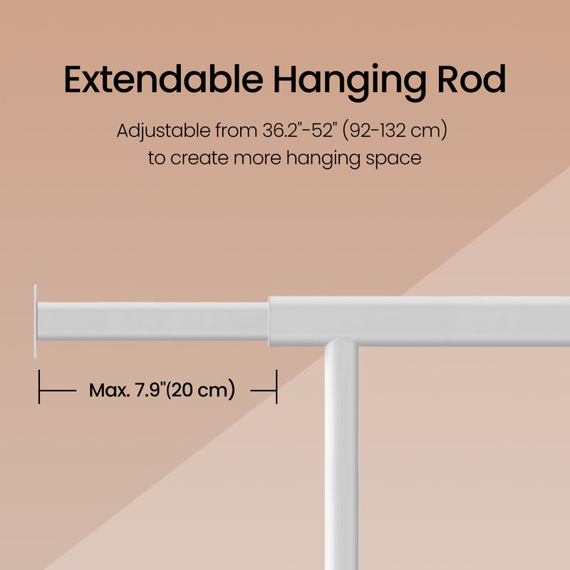 Adjustable Heavy Duty Clothes Rack with Wheels for Hanging Garments 92â€“132 cm Wide by Songmics