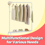 Heavy Duty Single Rod Clothes Rail with Wheels for Easy Mobility by Songmics