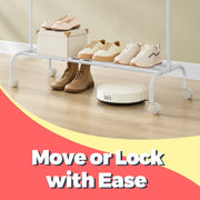 Heavy Duty Single Rod Clothes Rail with Wheels for Easy Mobility by Songmics