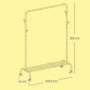 Heavy Duty Single Rod Clothes Rail with Wheels for Easy Mobility by Songmics