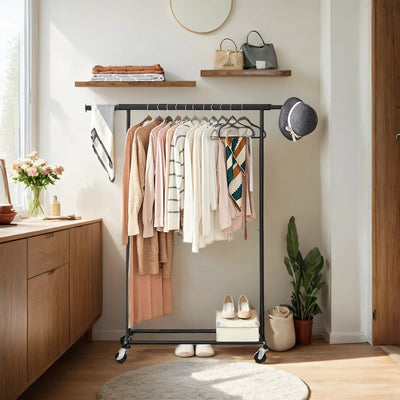 Heavy Duty Adjustable Clothes Rail with Wheels Holds Up to 100 kg by Songmics
