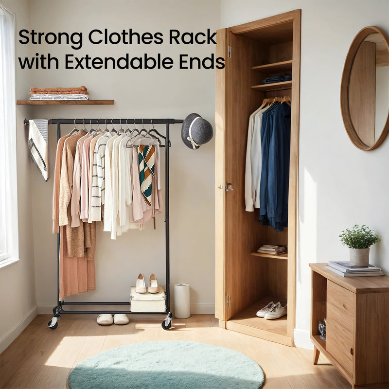 Heavy Duty Adjustable Clothes Rail with Wheels Holds Up to 100 kg by Songmics