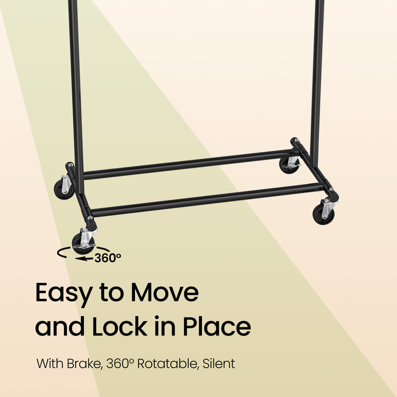 Heavy Duty Adjustable Clothes Rail with Wheels Holds Up to 100 kg by Songmics