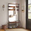 Coat Rack Stand with Bench Shoe Storage and 9 Hooks for Entryway or Hall by Vasagle