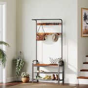 Coat Rack Stand with Bench Shoe Storage and 9 Hooks for Entryway or Hall by Vasagle