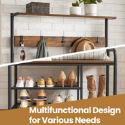 Coat Rack Stand with Bench Shoe Storage and 9 Hooks for Entryway or Hall by Vasagle