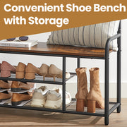 Coat Rack Stand with Bench Shoe Storage and 9 Hooks for Entryway or Hall by Vasagle