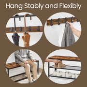 Entryway Hall Tree with Bench Coat Rack and Shoe Storage with 9 Hooks by Vasagle