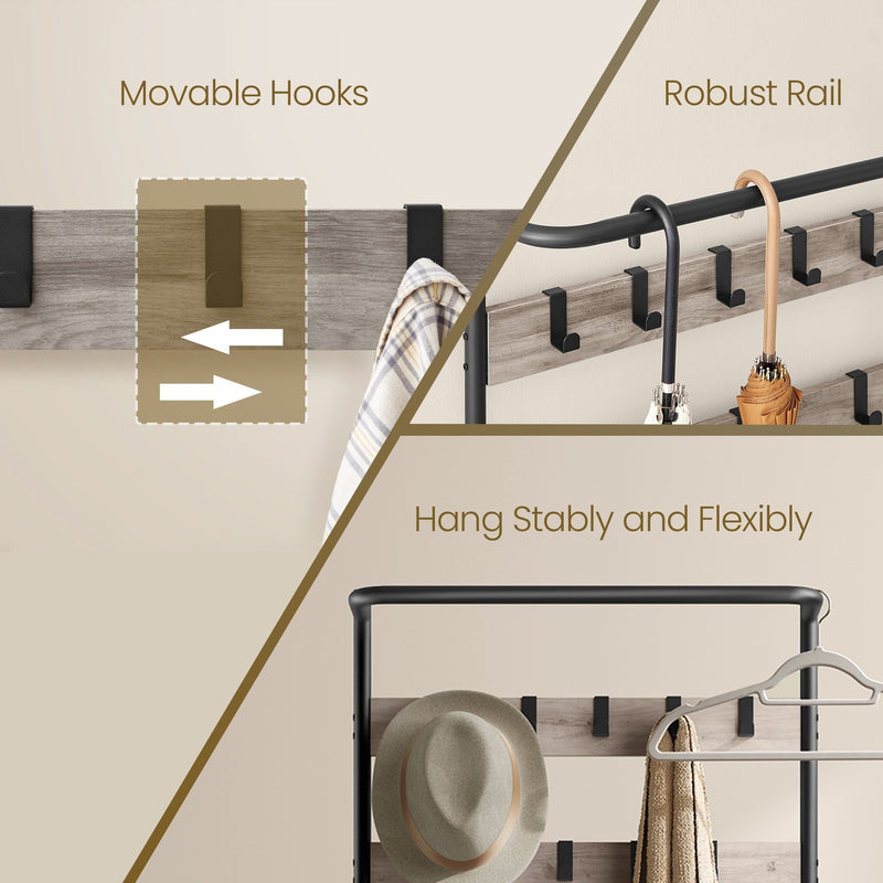 Hall Tree with Coat Rack Bench and Shoe Storage with 9 Hooks for Entryway by Vasagle