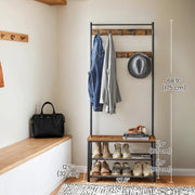 Coat Rack Hall Tree with Shoe Storage Bench and Hooks for Entryway 175 cm by Vasagle