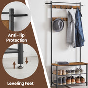 Coat Rack Hall Tree with Shoe Storage Bench and Hooks for Entryway 175 cm by Vasagle