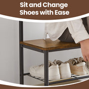 Coat Rack Hall Tree with Shoe Storage Bench and Hooks for Entryway 175 cm by Vasagle