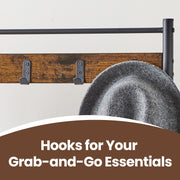 Coat Rack Hall Tree with Shoe Storage Bench and Hooks for Entryway 175 cm by Vasagle