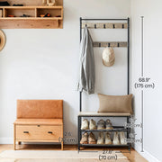 Hall Tree Coat Rack with Hooks and Shoe Storage Bench for Entryway 68.9 Inches Tall by Vasagle