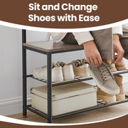 Hall Tree Coat Rack with Hooks and Shoe Storage Bench for Entryway 68.9 Inches Tall by Vasagle