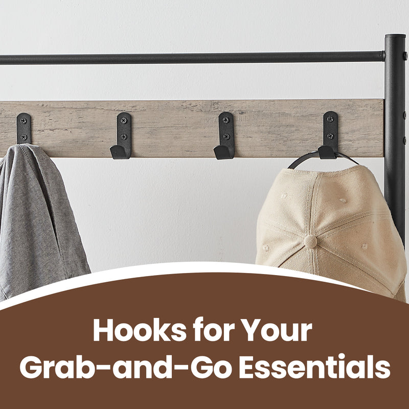 Hall Tree Coat Rack with Hooks and Shoe Storage Bench for Entryway 68.9 Inches Tall by Vasagle