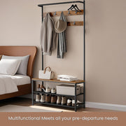 Hall Tree Coat Rack with Bench and Shoe Storage 9 Hooks for Entryway Organisation by Vasagle