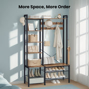 Hall Tree with Coat Rack Shoe Bench and 5 Storage Shelves for Entryway by Vasagle