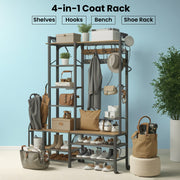 Hall Tree with Coat Rack Shoe Bench and 5 Storage Shelves for Entryway by Vasagle