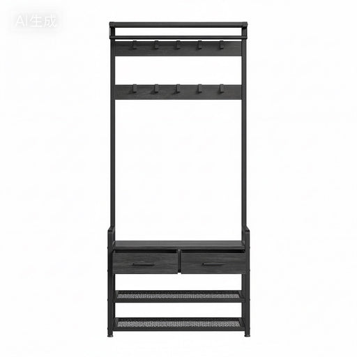 Vasagle Hall Tree with Coat Rack Shoe Bench 2 Drawers for Entryway Storage, Stone Grey VASAGLE