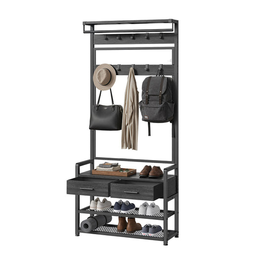 Vasagle Hall Tree with Coat Rack Shoe Bench 2 Drawers for Entryway Storage, Stone Grey VASAGLE