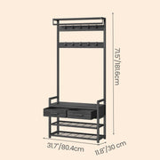 Vasagle Hall Tree with Coat Rack Shoe Bench 2 Drawers for Entryway Storage, Stone Grey VASAGLE