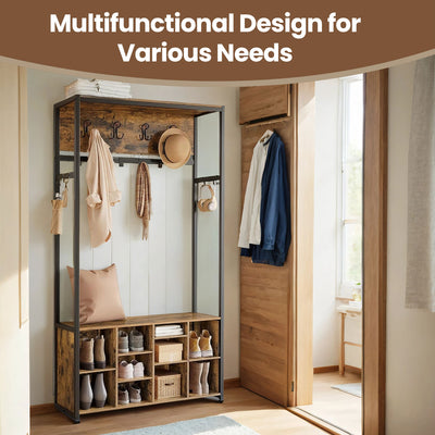 Entryway Hall Tree with Coat Rack Shoe Bench and Storage Shelf for Hallway by Vasagle VASAGLE