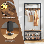 Coat Rack and Hallway Cabinet with Shoe Storage and Top Shelf for Entryway by Vasagle