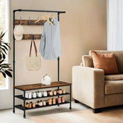 Entryway Hall Tree with Coat Rack Shoe Storage Bench and 9 Hooks by Vasagle