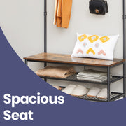 Entryway Hall Tree with Coat Rack Shoe Storage Bench and 9 Hooks by Vasagle