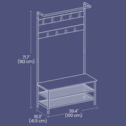 Entryway Hall Tree with Coat Rack Shoe Storage Bench and 9 Hooks by Vasagle