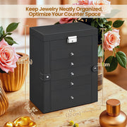 6 Tier Black Jewellery Box with 5 Drawers for Organising Accessories by Songmics