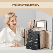 6 Tier Black Jewellery Box with 5 Drawers for Organising Accessories by Songmics