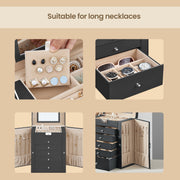 6 Tier Black Jewellery Box with 5 Drawers for Organising Accessories by Songmics