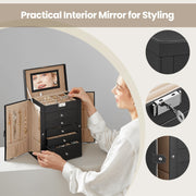 6 Tier Black Jewellery Box with 5 Drawers for Organising Accessories by Songmics