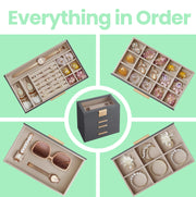 4 Tier Jewellery Box with Glass Lid and 3 Drawers for Organising Accessories by Songmics