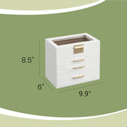 4 Tier Jewellery Box with Glass Lid and 3 Drawers for Organising Accessories by Songmics