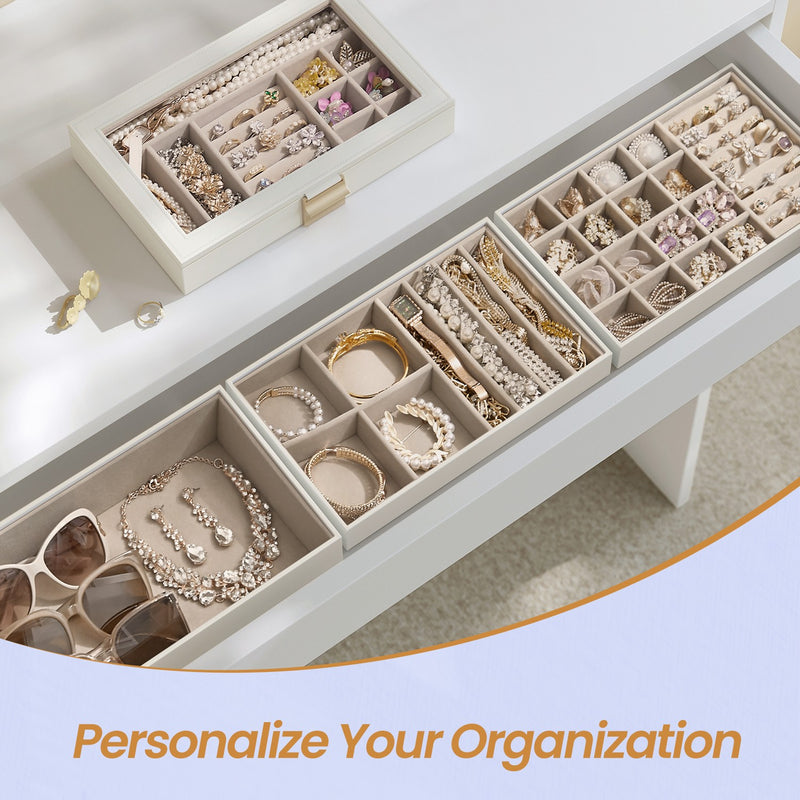 4 Tier Stackable Jewellery Organiser Trays for Drawers Space Saving Storage Box by Songmics