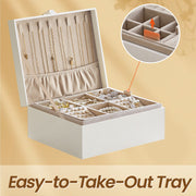 Two Layer Jewellery Box with Handle and Removable Tray for Organised Storage by Songmics