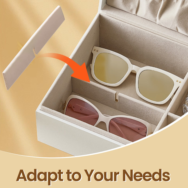 Two Layer Jewellery Box with Handle and Removable Tray for Organised Storage by Songmics