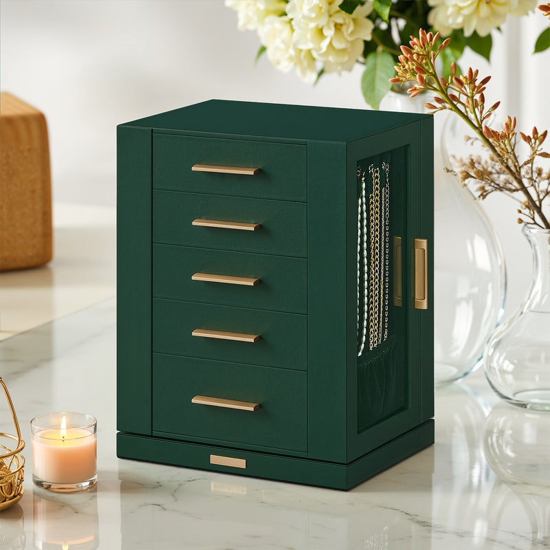 360 Degree Rotating Jewellery Box with 5 Drawers for Organised Storage by Songmics