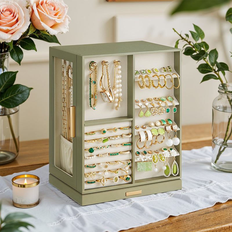 Rotating Jewellery Box with 5 Drawers Space Saving Organiser for Accessories by Songmics