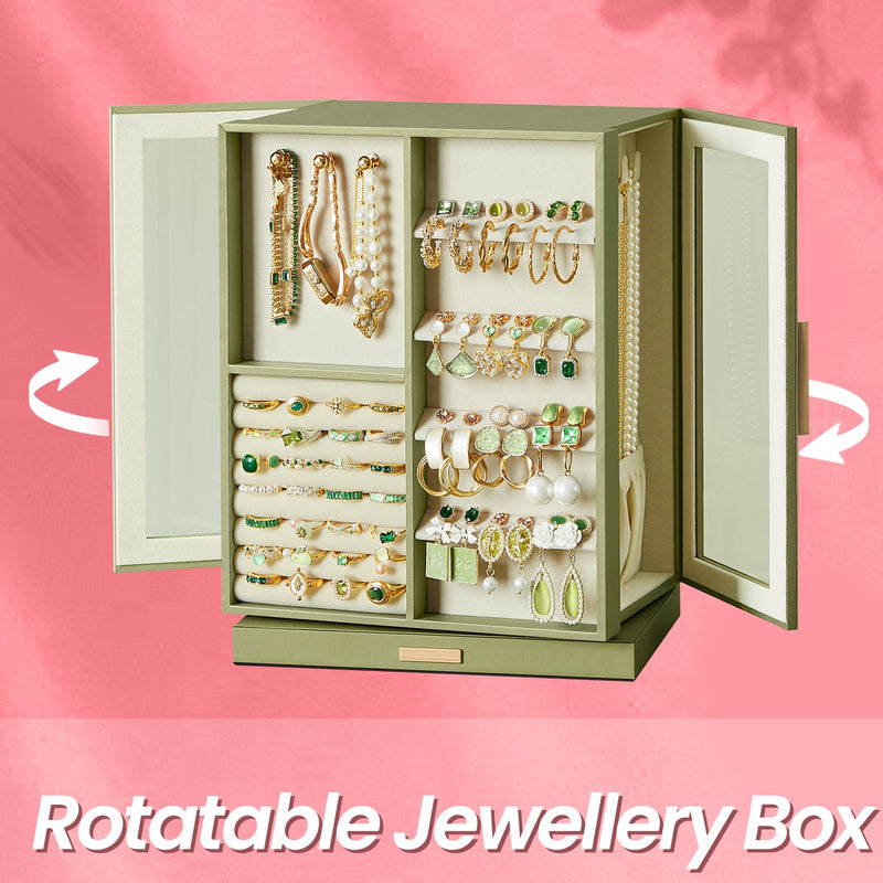 Rotating Jewellery Box with 5 Drawers Space Saving Organiser for Accessories by Songmics