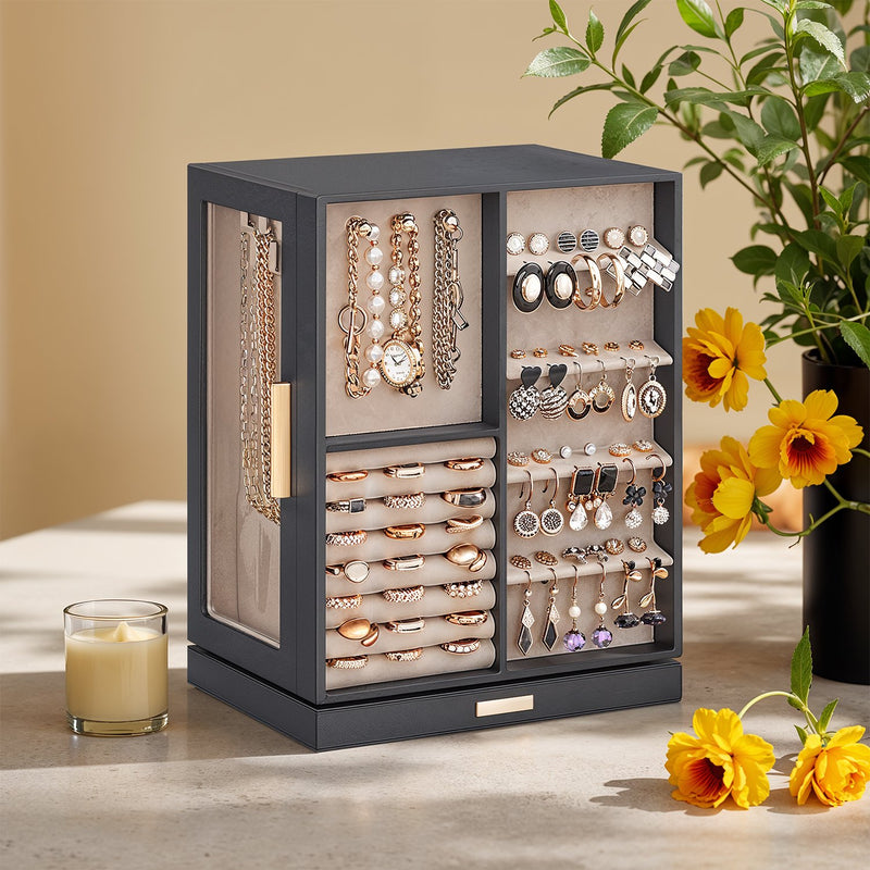 Jewellery Box 360 Degree Rotating with 5 Drawers for Organising Accessories by Songmics