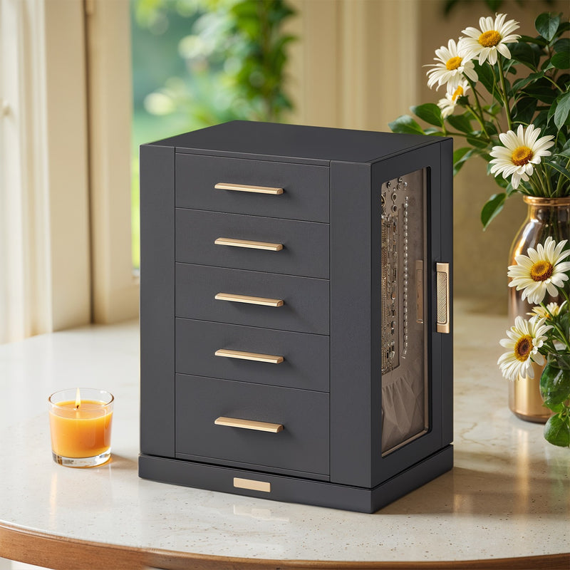 Jewellery Box 360 Degree Rotating with 5 Drawers for Organising Accessories by Songmics