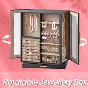 Jewellery Box 360 Degree Rotating with 5 Drawers for Organising Accessories by Songmics